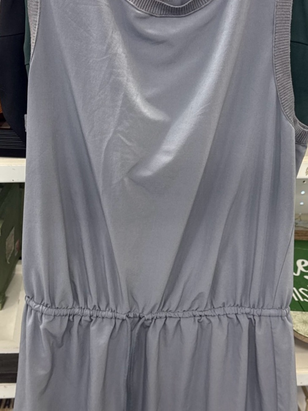 Athleta Rincon Sleeveless Light Gray Unlined Dress Drawstring Waist Small